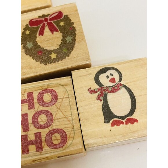 Christmas Rubber & Wood Stamp Set Of 16 Stamps Cards,Tags, Scrapbooking No Box - Picture 2 of 9